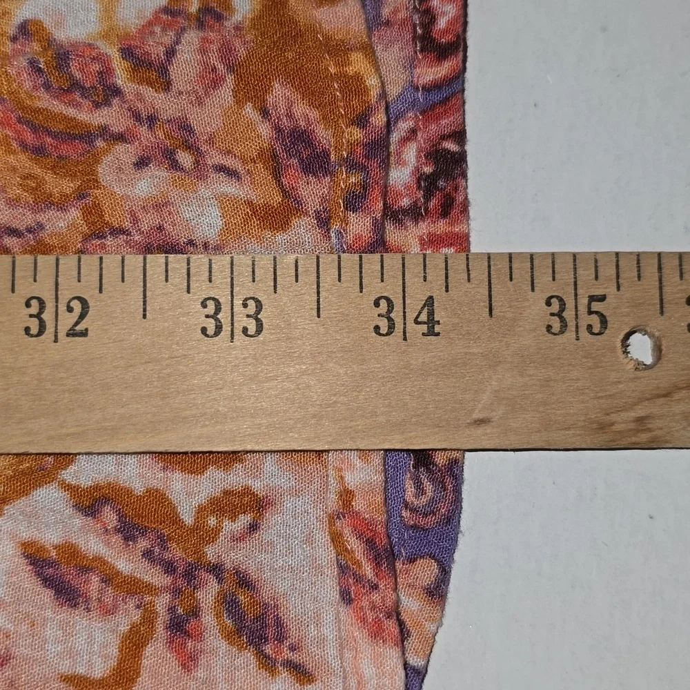 Myra Bag V-Neck A-Line Orange Purple Floral Elastic Waist Dress Womens Size L - Picture 14 of 16